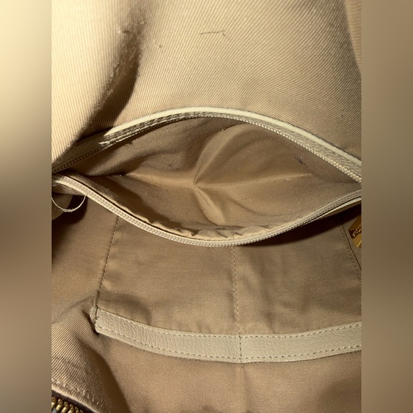 Valentina Genuine Leather Shoulder Bag Cream Brown Made in Italy - Picture 7 of 16